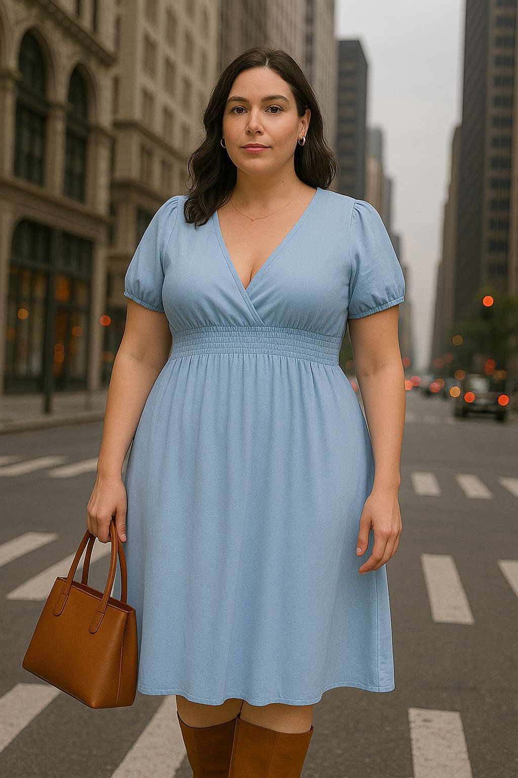 Vestido Campesina Azul Talla Grande