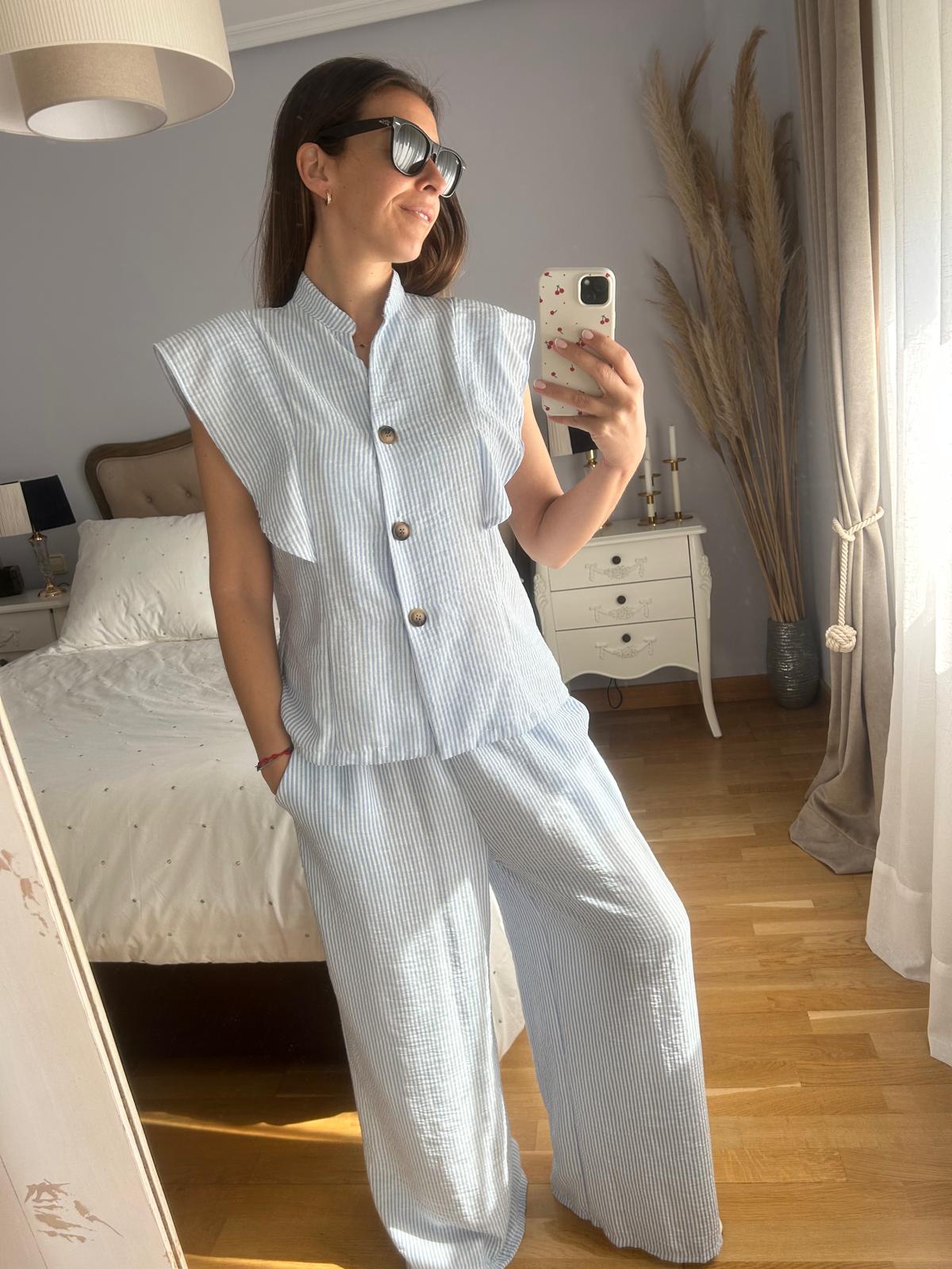 Conjunto Rayado Azul Bebé