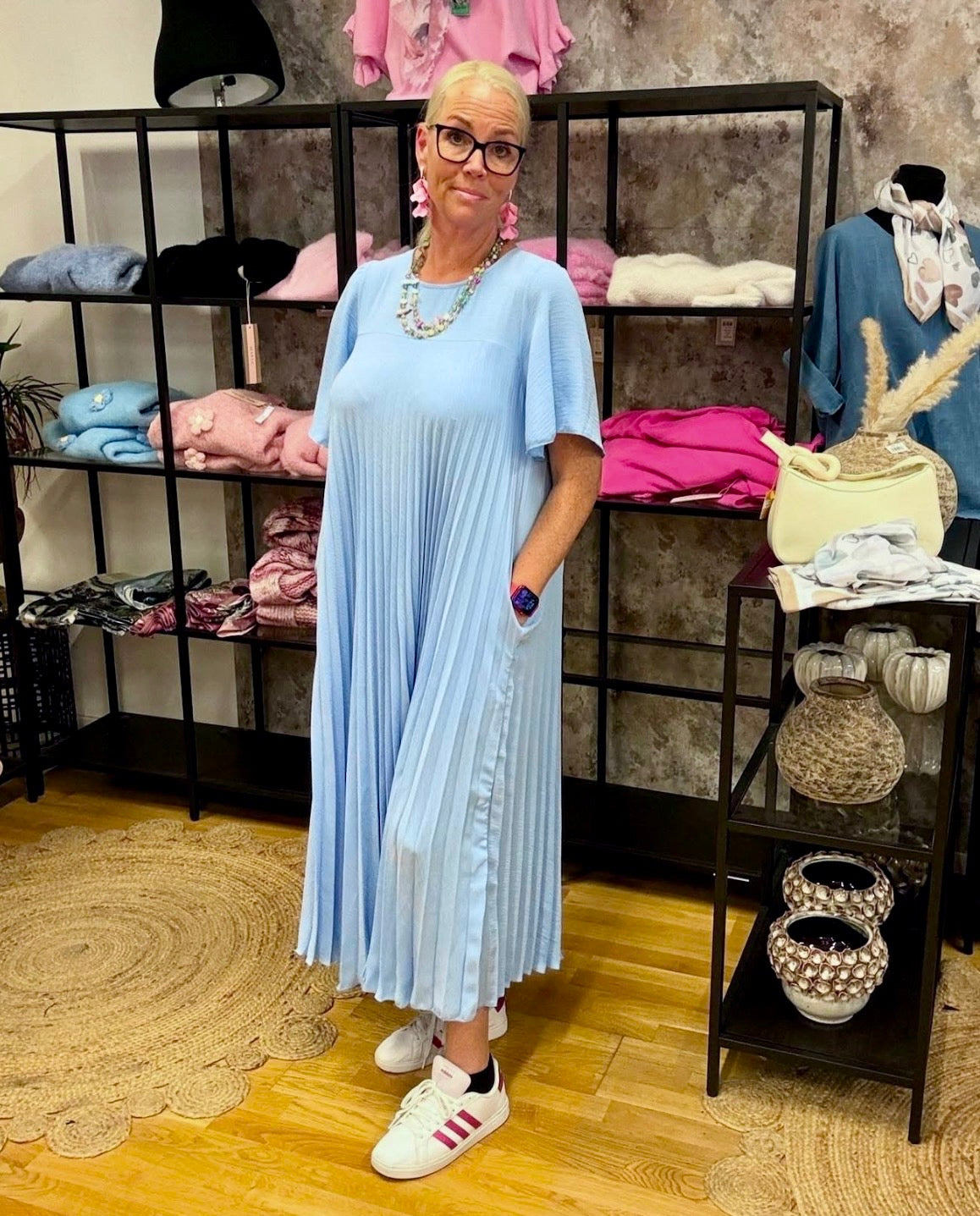 Vestido plisado azul