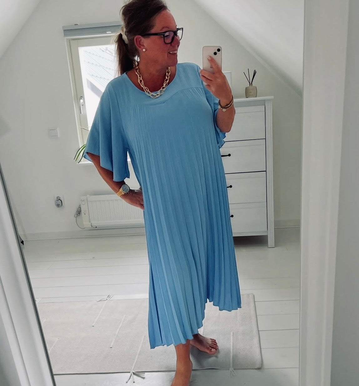 Vestido plisado azul