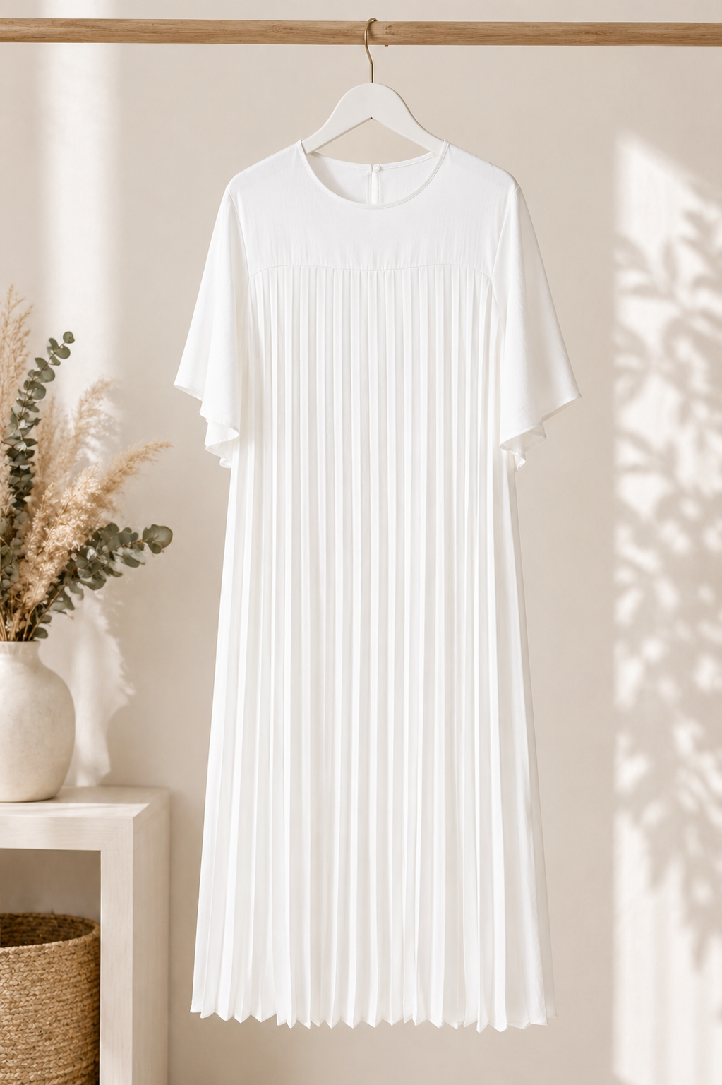 Vestido plisado Blanco