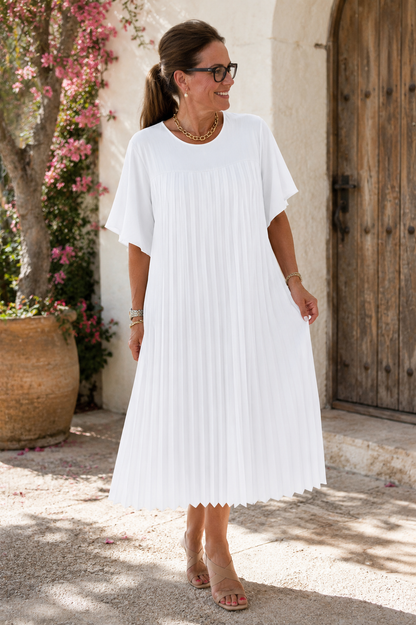 Vestido plisado Blanco