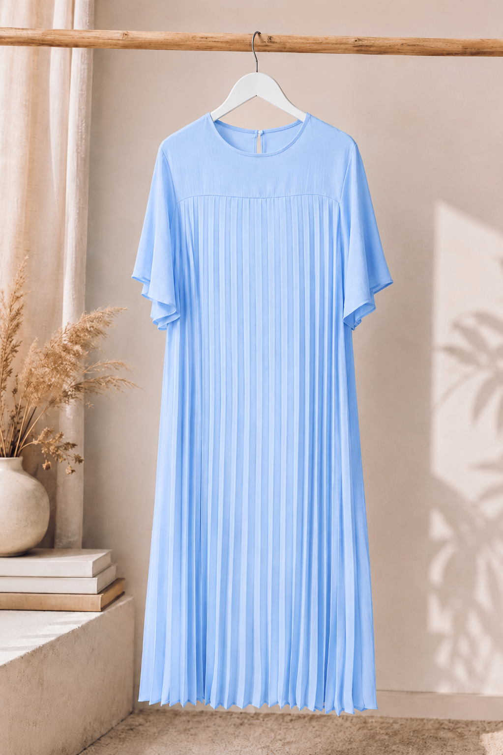 Vestido plisado azul