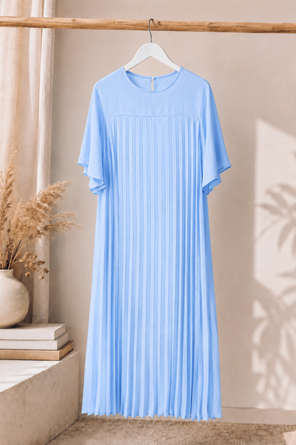 Vestido plisado azul