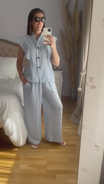 Conjunto Rayado Azul Bebé