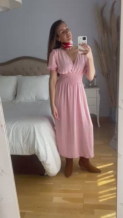 Vestido Campesina Rosa
